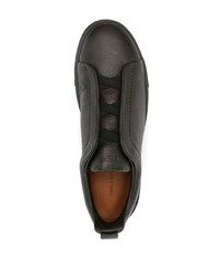 dunkelgrüne Slip-On Sneakers aus Leder von Zegna