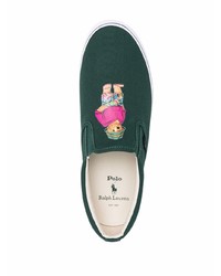 dunkelgrüne Slip-On Sneakers aus Segeltuch von Polo Ralph Lauren