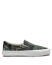 dunkelgrüne Slip-On Sneakers aus Segeltuch von Vans
