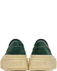 dunkelgrüne Slip-On Sneakers aus Wildleder von MM6 MAISON MARGIELA
