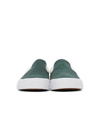 dunkelgrüne Slip-On Sneakers aus Wildleder von Converse