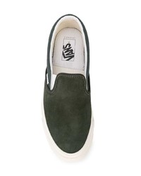 dunkelgrüne Slip-On Sneakers aus Wildleder von Vans