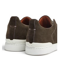 dunkelgrüne Slip-On Sneakers aus Wildleder von Ermenegildo Zegna