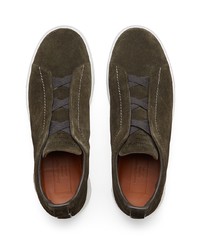 dunkelgrüne Slip-On Sneakers aus Wildleder von Ermenegildo Zegna