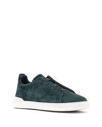 dunkelgrüne Slip-On Sneakers aus Wildleder von Zegna