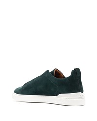 dunkelgrüne Slip-On Sneakers aus Wildleder von Zegna