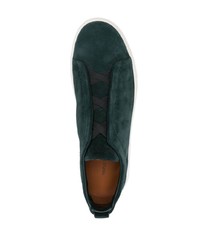 dunkelgrüne Slip-On Sneakers aus Wildleder von Zegna