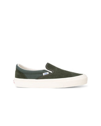 dunkelgrüne Slip-On Sneakers aus Wildleder von Vans