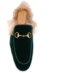 dunkelgrüne Slipper von Gucci