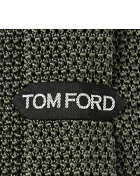 dunkelgrüne Strick Seidekrawatte von Tom Ford