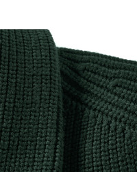 dunkelgrüne Strickjacke mit einem Schalkragen von Jil Sander