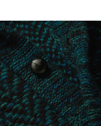 dunkelgrüne Strickjacke mit einem Schalkragen von Richard James