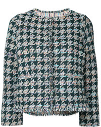 dunkelgrüne Tweed-Jacke mit Hahnentritt-Muster von Coohem