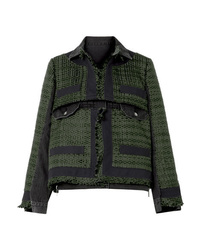 dunkelgrüne Tweed-Jacke von Sacai