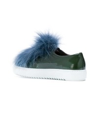 dunkelgrüne verzierte Leder niedrige Sneakers von Mr & Mrs Italy