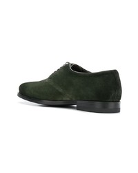 dunkelgrüne Wildleder Derby Schuhe von Santoni