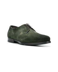 dunkelgrüne Wildleder Derby Schuhe von Santoni