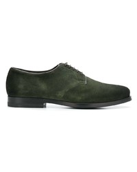 dunkelgrüne Wildleder Derby Schuhe von Santoni