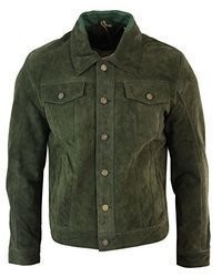 dunkelgrüne Wildleder Jeansjacke