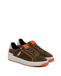 dunkelgrüne Wildleder niedrige Sneakers von Balmain