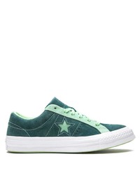 dunkelgrüne Wildleder niedrige Sneakers von Converse