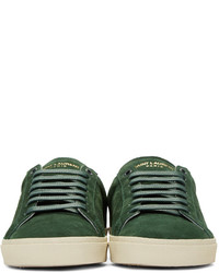 dunkelgrüne Wildleder niedrige Sneakers von Saint Laurent