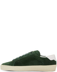 dunkelgrüne Wildleder niedrige Sneakers von Saint Laurent