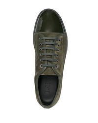 dunkelgrüne Wildleder niedrige Sneakers von Lanvin