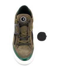 dunkelgrüne Wildleder niedrige Sneakers von Leather Crown