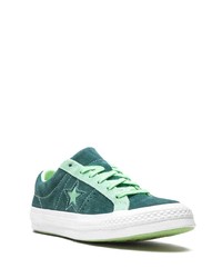 dunkelgrüne Wildleder niedrige Sneakers von Converse