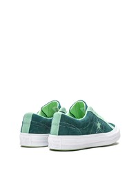 dunkelgrüne Wildleder niedrige Sneakers von Converse