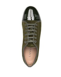 dunkelgrüne Wildleder niedrige Sneakers von Lanvin