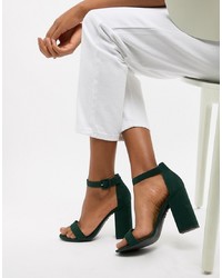 dunkelgrüne Wildleder Sandaletten von New Look