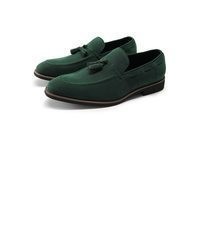 dunkelgrüne Wildleder Slipper mit Quasten von Allthemen