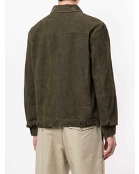 dunkelgrüne Shirtjacke aus Wildleder von Bally
