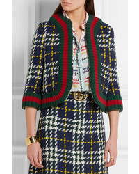 dunkelgrüne Wolljacke mit Schottenmuster von Gucci