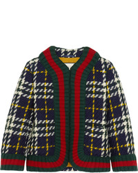 dunkelgrüne Wolljacke mit Schottenmuster von Gucci