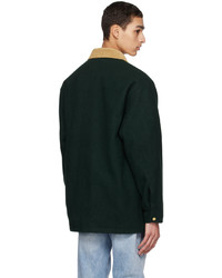 dunkelgrüne Wollshirtjacke von Drôle De Monsieur