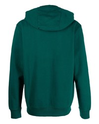 dunkelgrüner bedruckter Fleece-Pullover mit einem Kapuze von Tommy Jeans