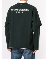 dunkelgrüner bedruckter Polo Pullover von Wooyoungmi