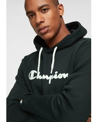 dunkelgrüner bedruckter Pullover mit einem Kapuze von Champion