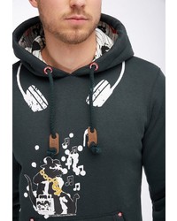 dunkelgrüner bedruckter Pullover mit einem Kapuze von Homebase