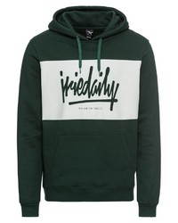 dunkelgrüner bedruckter Pullover mit einem Kapuze von Iriedaily