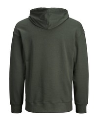 dunkelgrüner bedruckter Pullover mit einem Kapuze von Jack & Jones