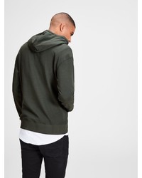 dunkelgrüner bedruckter Pullover mit einem Kapuze von Jack & Jones