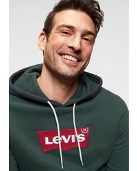 dunkelgrüner bedruckter Pullover mit einem Kapuze von Levi's