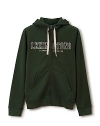 dunkelgrüner bedruckter Pullover mit einem Kapuze von Lexington