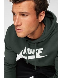 dunkelgrüner bedruckter Pullover mit einem Kapuze von Nike Sportswear