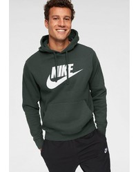 dunkelgrüner bedruckter Pullover mit einem Kapuze von Nike Sportswear