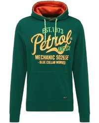 dunkelgrüner bedruckter Pullover mit einem Kapuze von Petrol Industries